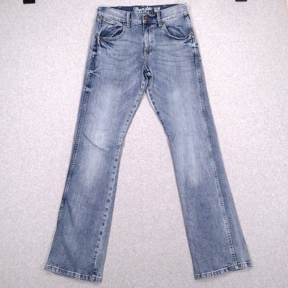 Wrangler Retro Slim Bootcut Jeans Mens 29x34 (29x33) Blue Western Cowboy Work